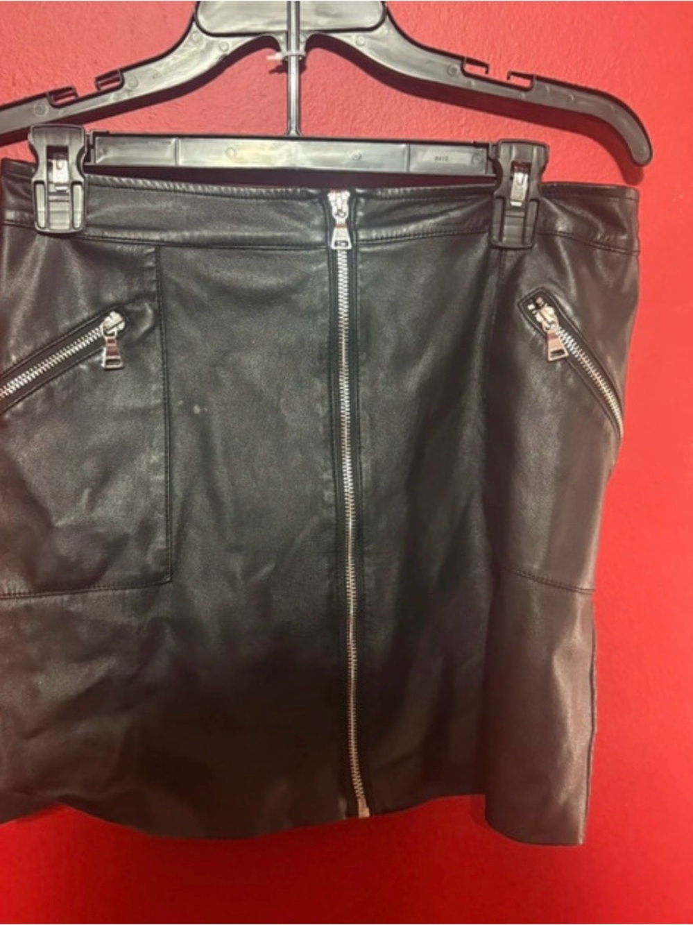 Express Black Faux Leather Zip-Front Mini Skirt